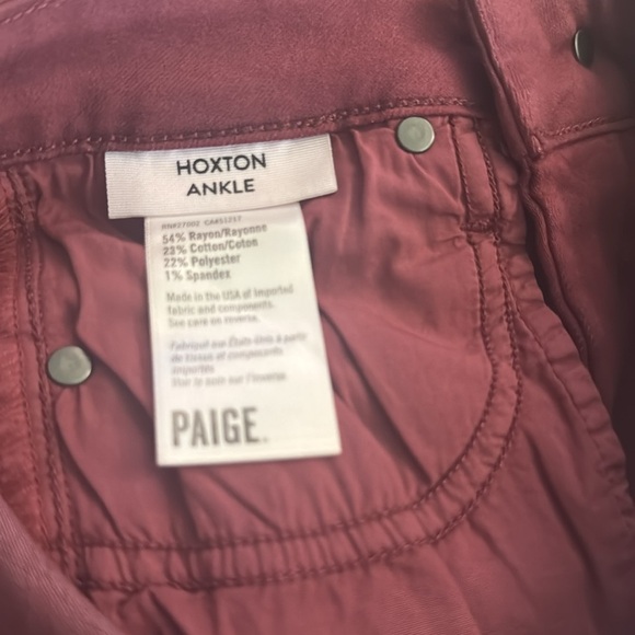 PAIGE Hoxton Ankle Skinny Jeans Roseberry Size 23 NWT $229 - Picture 5 of 6